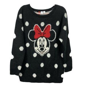 Disney Minnie Mouse Sweater Wool Mohair size S Oversized Tunic H&M Polka Dot